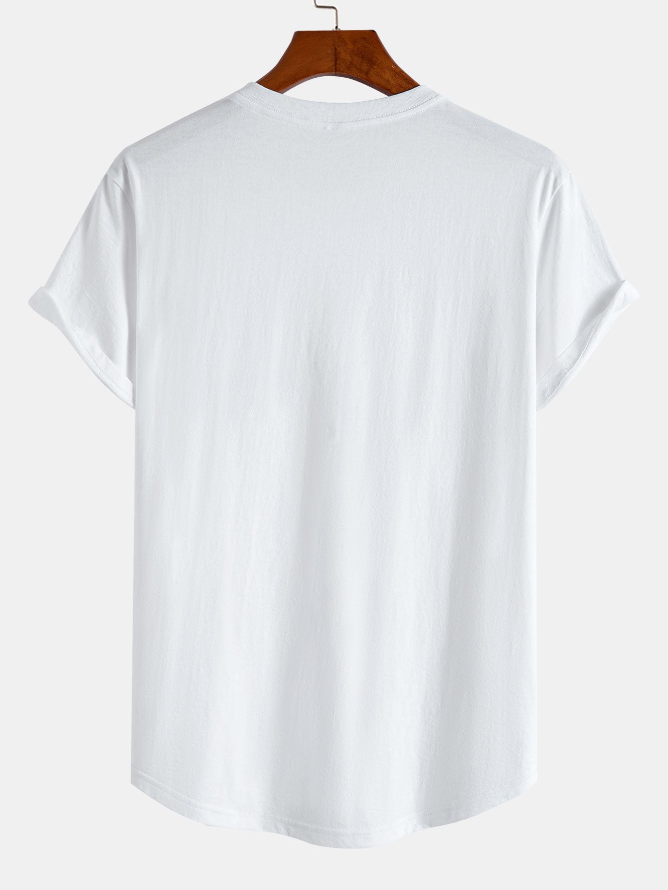 Basic katoenen T-shirt met afgeronde zoom