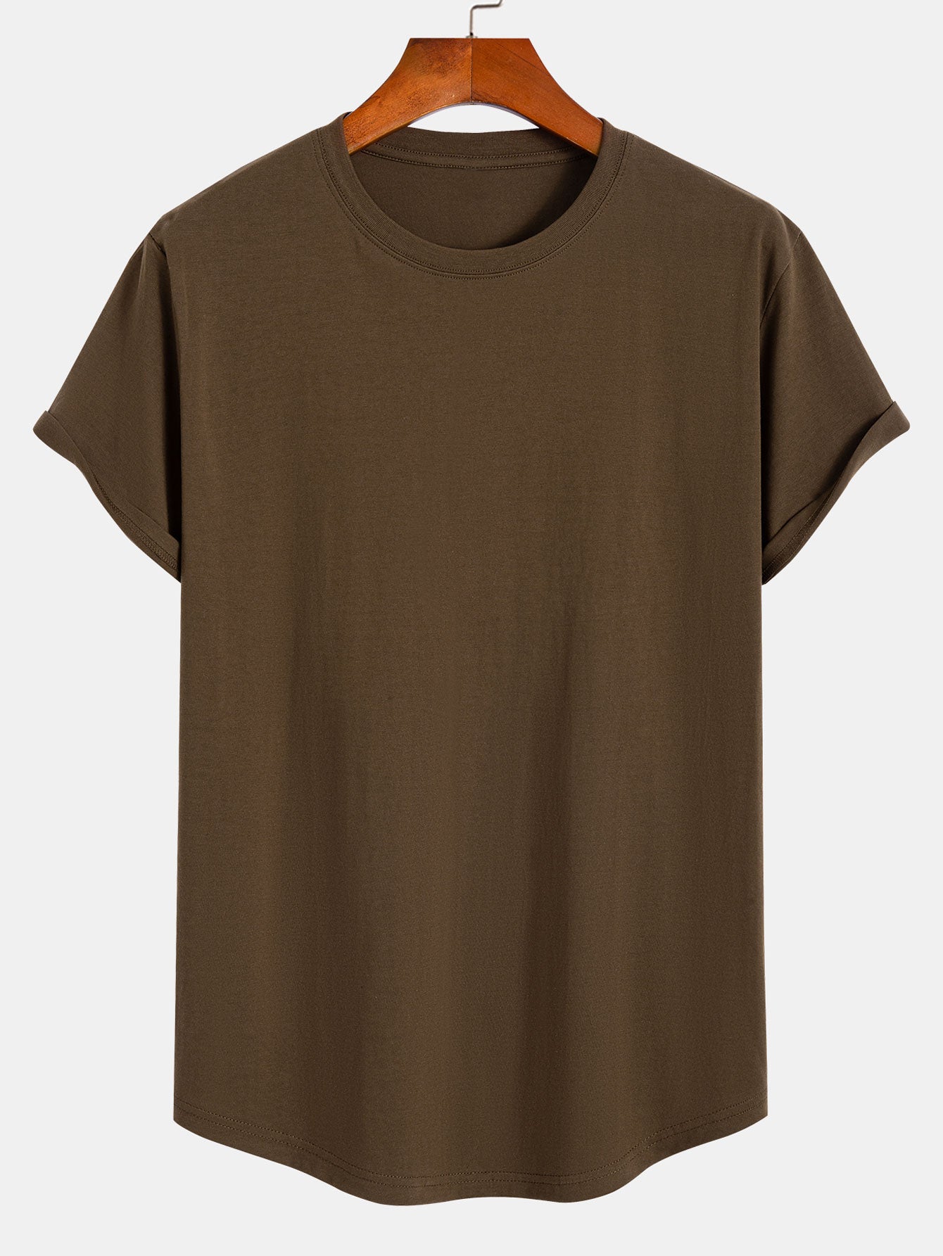 Basic katoenen T-shirt met afgeronde zoom