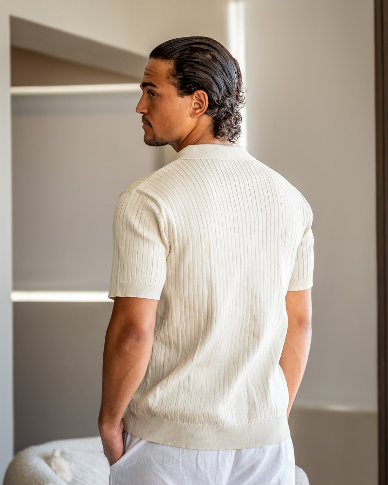Premium polo in rib knit