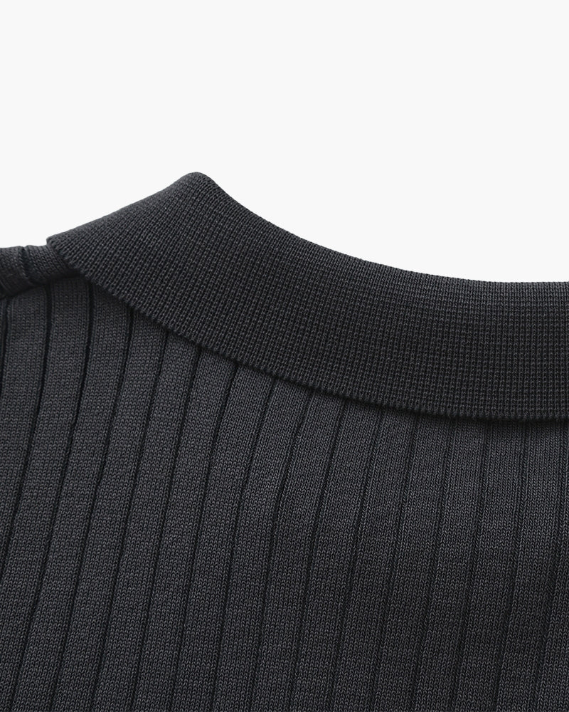 Premium polo in rib knit