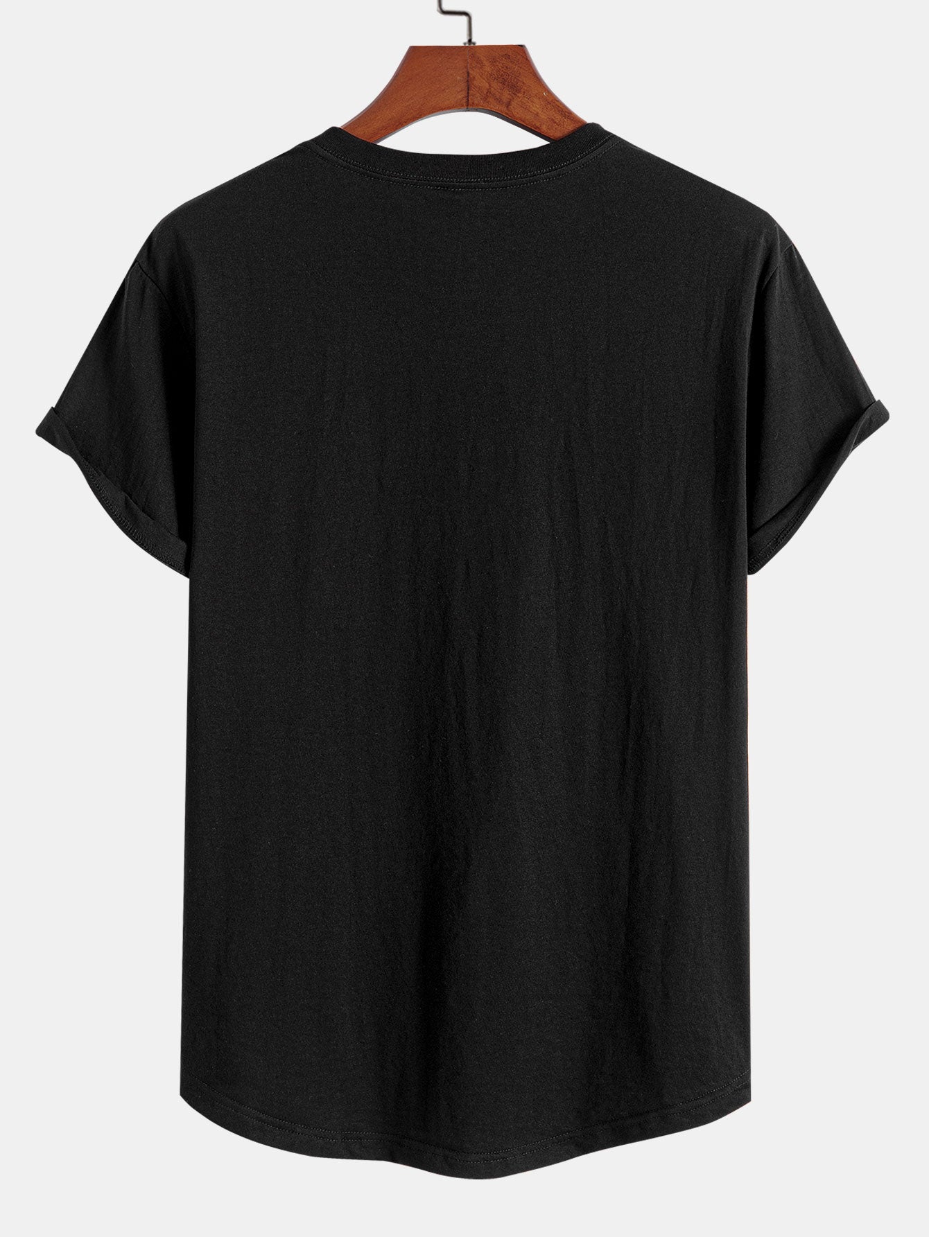 Basic katoenen T-shirt met afgeronde zoom