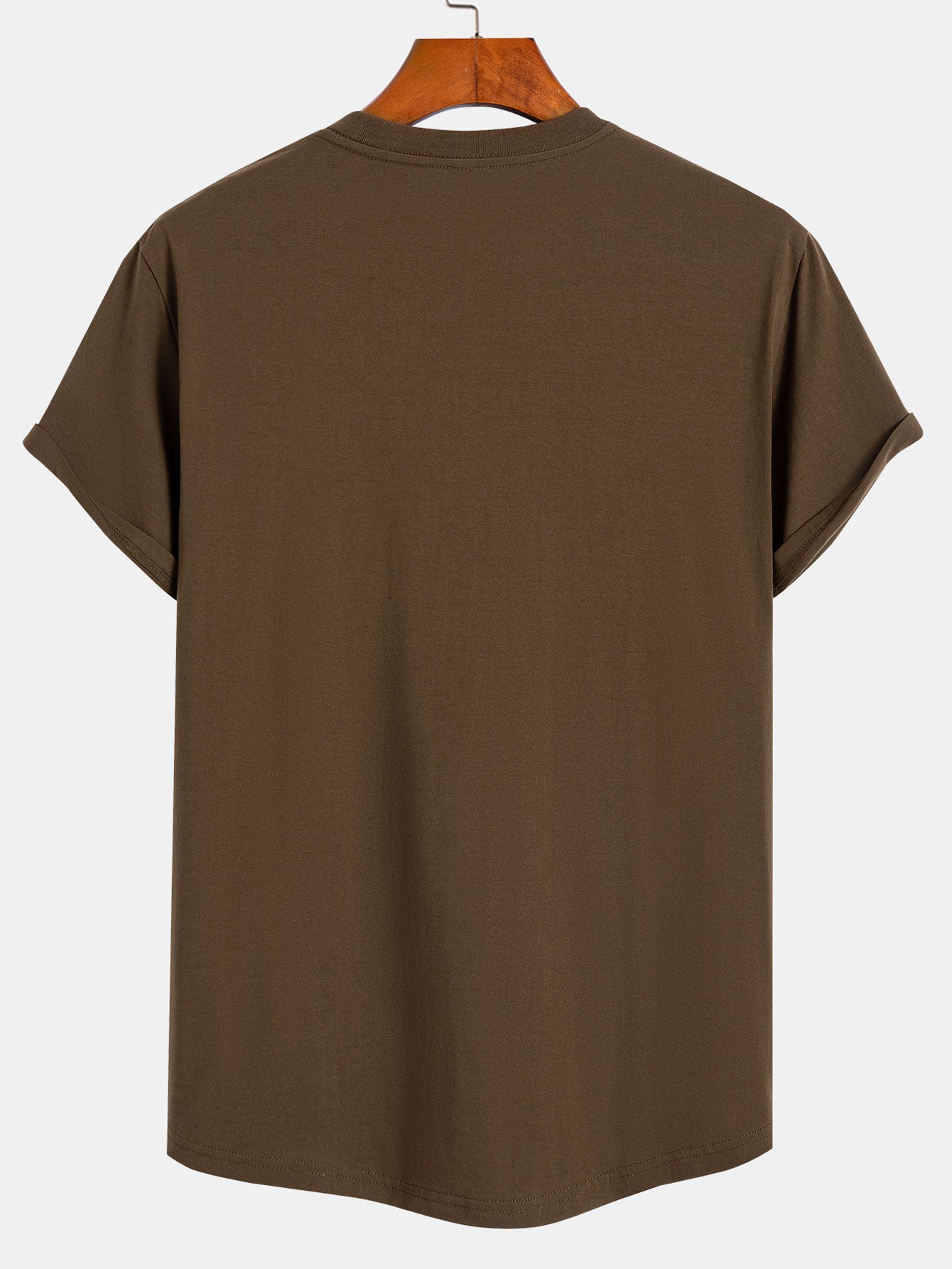 Basic katoenen T-shirt met afgeronde zoom