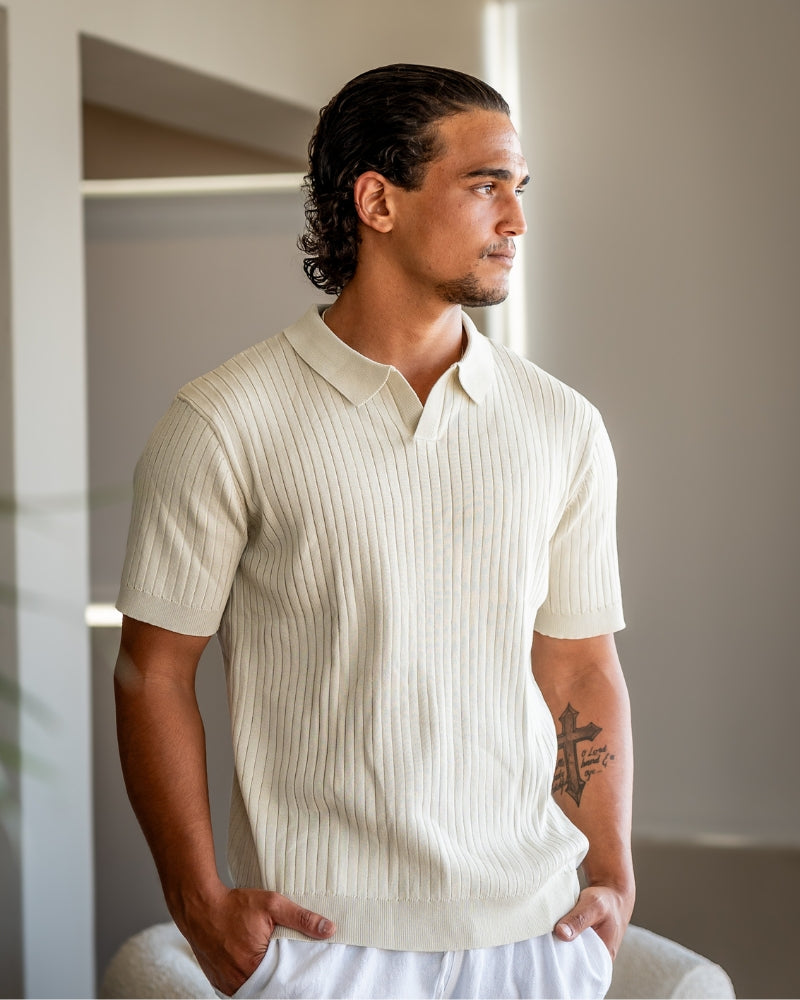 Premium polo in rib knit