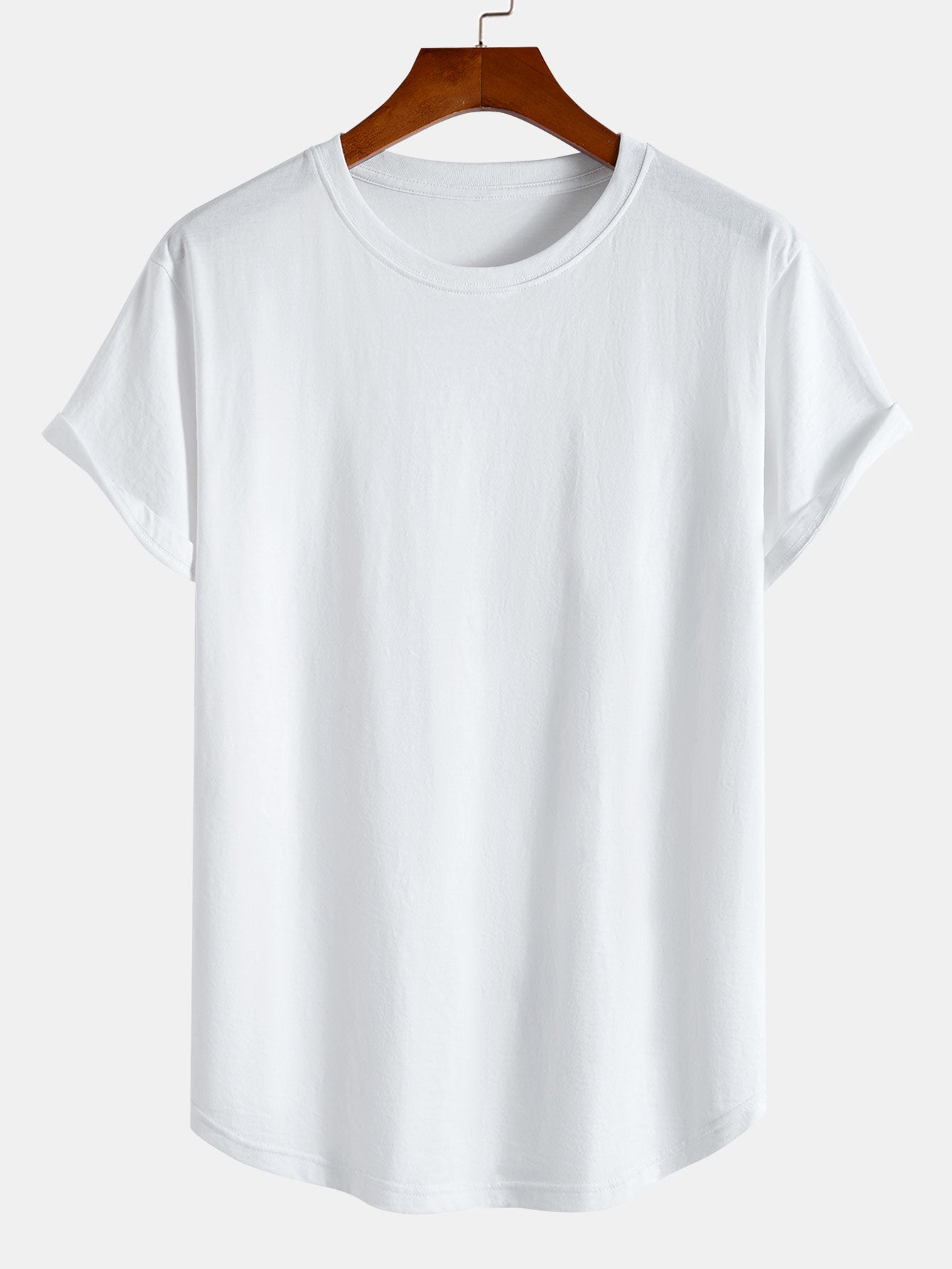 Basic katoenen T-shirt met afgeronde zoom