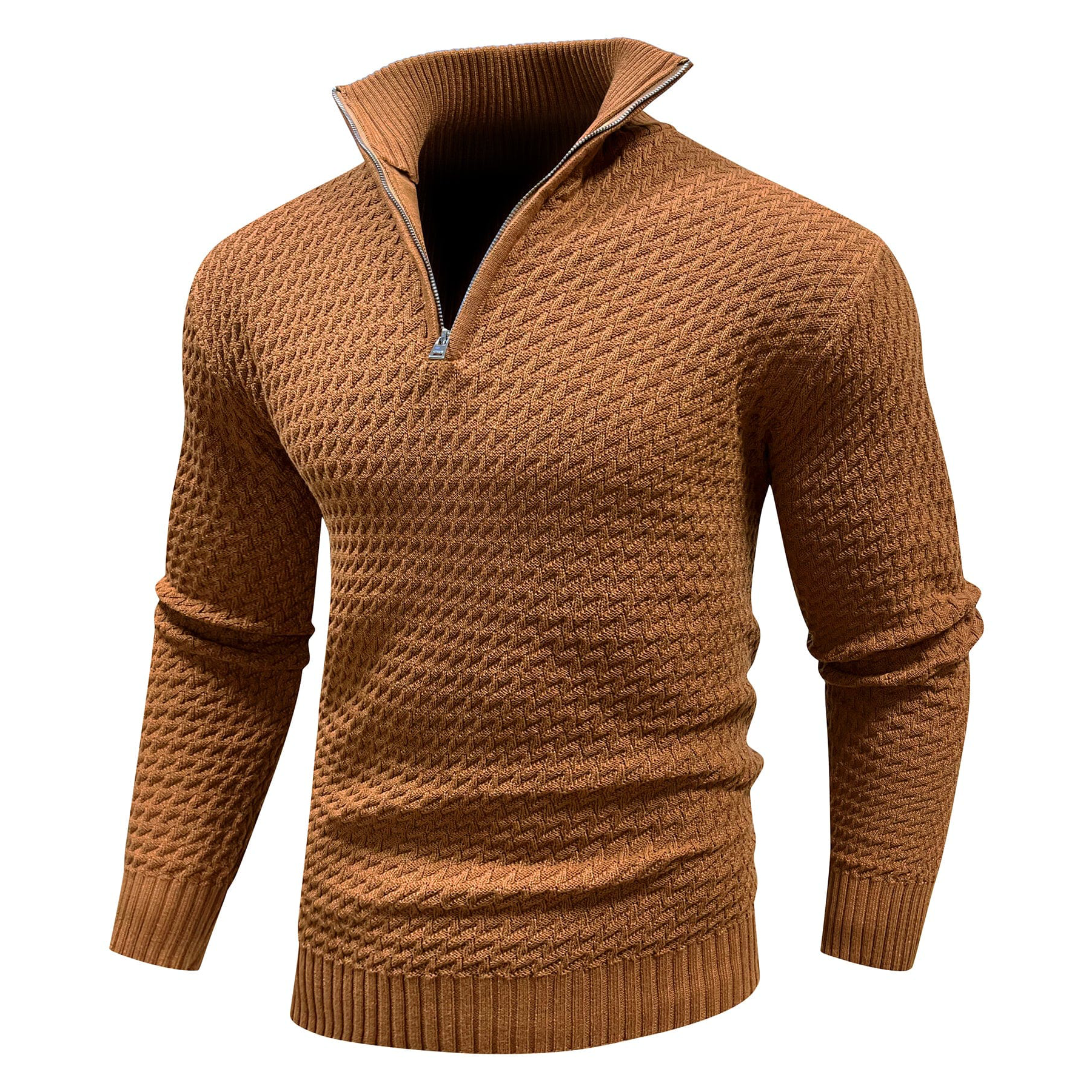 Premium knitted jumper with quarter zip