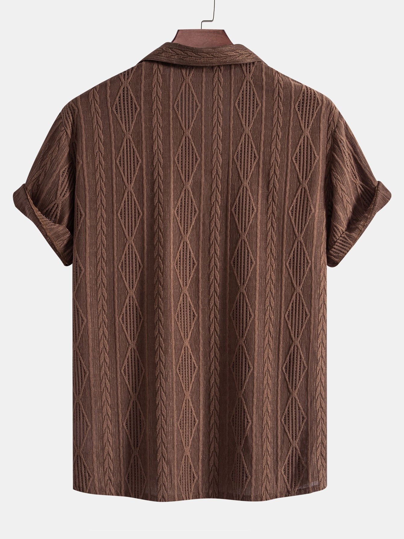 Cubaans overhemd in geometrische jacquard