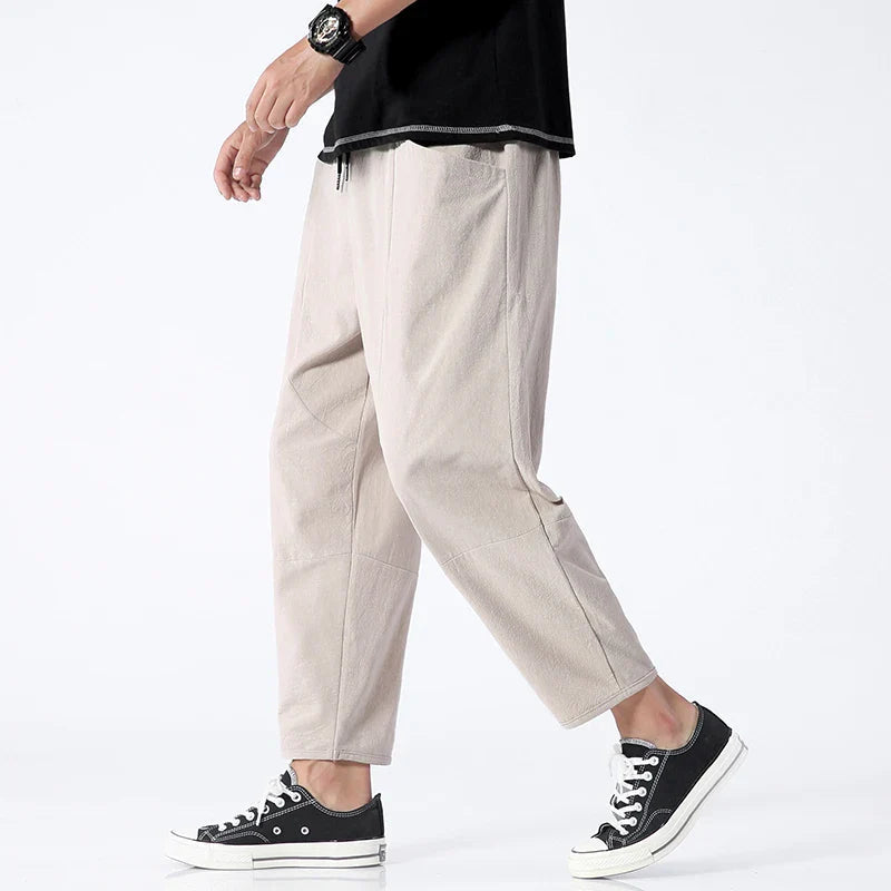 Shortened Kyoto linen trousers