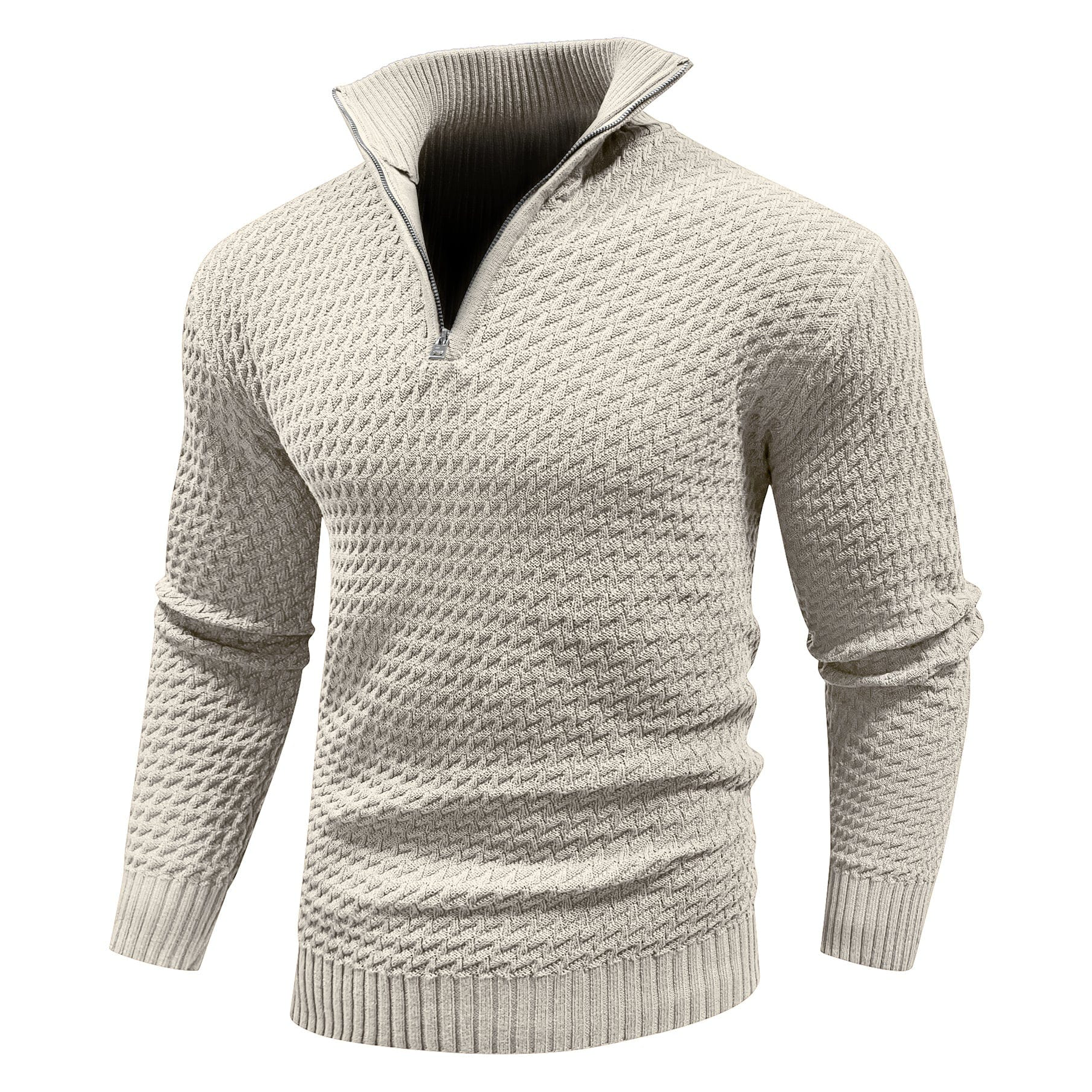 Premium knitted jumper with quarter zip